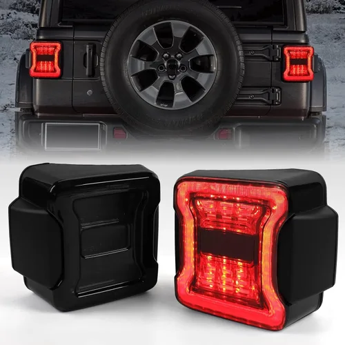 Vista 8 de Luces traseras LED DKMGHT para Jeep Wrangler JK JKU 2007-2018, [Aprobadas por DOT] [Lente ahumada] [Conexión y uso] Ojo del diablo ahumado Gen4