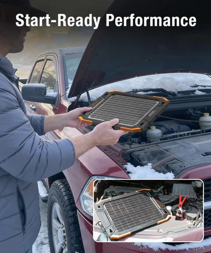 Vista 10 de BALDR Cargador de batería solar de 13 W actualizado, mantenedor de 12 V, portátil, impermeable, panel solar, kit de carga de goteo para automóvil