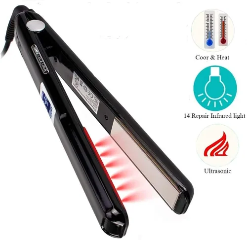 Vista 3 de Herramienta profesional para recuperar el cabello dañado con plancha ultrasónica para el cuidado del cabello por infrarrojos, plancha plana fría