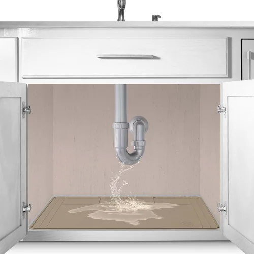 Vista 11 de El Tapete Original Para Debajo del Fregadero - Tapete Impermeable de Silicona, Recortable, Fácil de Limpiar, Forro para Gabinete de Cocina, Tapetes