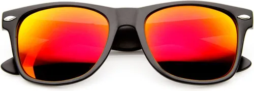 Vista 2 de zeroUV Gafas de sol reflectantes mate planas 8025 de estilo con borde de cuerno grande con lente de color flash