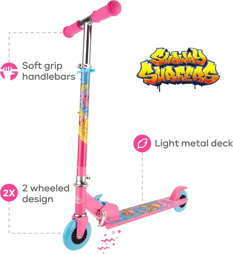 Vista 2 de Subway Surfer - Patinete plegable para niños, ligero, plegable, con manillar ajustable
