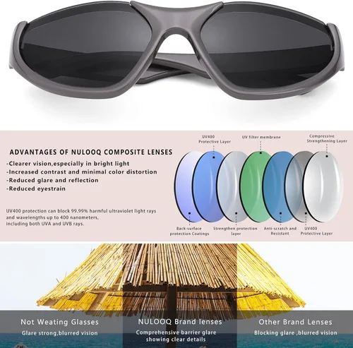 Vista 5 de NULOOQ Gafas de sol envolventes para mujeres y hombres, colección de clones futuristas, gafas de sol con mariposa, persianas atléticas