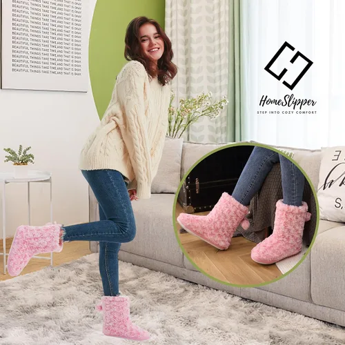Vista 2 de Botas Home Slipper para mujer, suaves de forro polar, calientes, para interior de casa