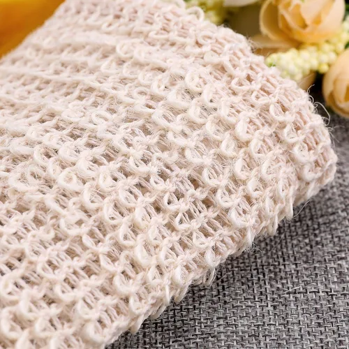 Vista 4 de Bolsa de jabón exfoliante de lino y algodón, 15 unidades para hacer espuma y secar, ducha, fregador