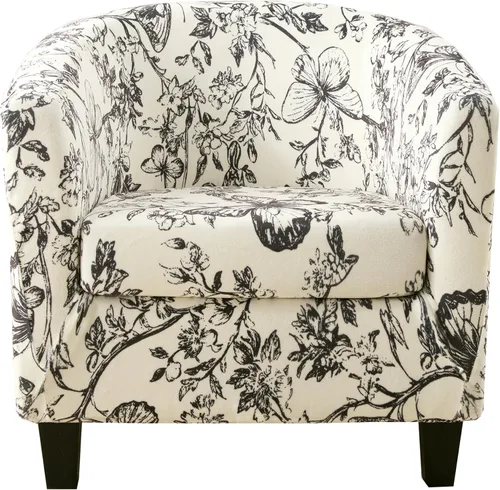 Vista 34 de CRFATOP - Funda elástica para sillón de club (2 piezas) 1 Club Cover & 1 Cushion Cover, Soft Round Tub Sofa Covers, Pet Friendly, Washable