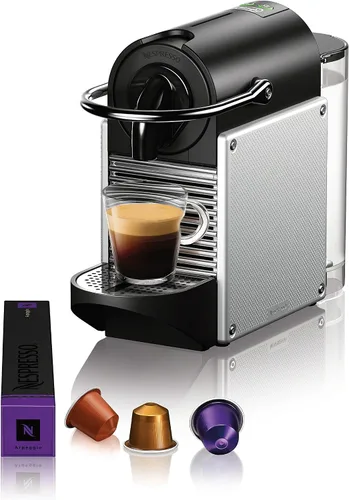 Vista 5 de Máquina de café expreso Nespresso Pixie por De'Longhi con Aeroccino de aluminio