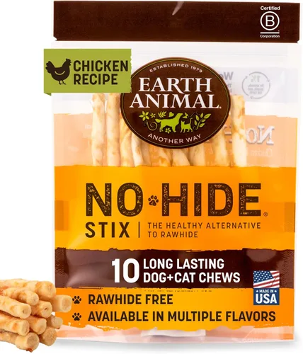 Vista 11 de Earth Animal No Hide Stix - Palitos masticables para perros sin cuero crudo, 10 unidades de carne de res