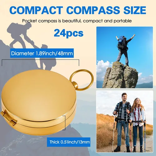Vista 2 de Dunzy 12 Pcs Camping Survival Compass Glow in the Dark Metal Pocket Compass for Hiking Military Navigation Tool for Hiking Hunting Climbing Camping
