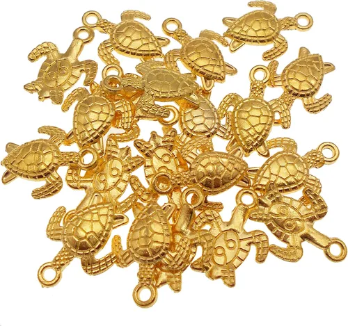 Vista 2 de 100 piezas de aleación de metal mini tortuga marina pulsera encanto tortuga oro pendiente colgante collar colgante DIY joyería fabricación arte