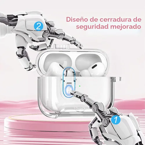 Vista 5 de (con bloqueo) Funda transparente compatible con bonitos Apple Airpods Pro 1/2 fundas para mujeres, TPU Transparency Air Pods Pro de 1ª 2ª