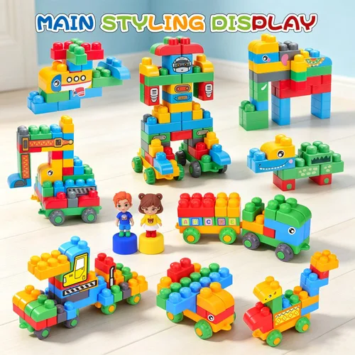Vista 2 de Bloques de construcción suaves para niños pequeños, 107 bloques de 107 piezas