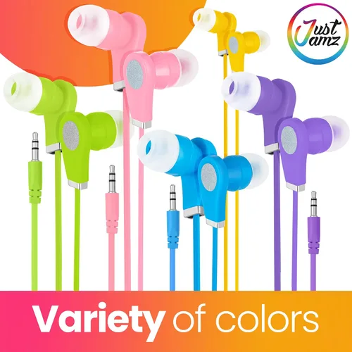 Vista 5 de Bits - Paquete de 100 auriculares a granel para aula, auriculares multicolor a granel con conector de 0.138 in, paquete de auriculares con cable