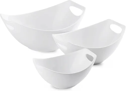 Vista 9 de LAUCHUH Tazones para servir con asas, platos de porcelana bohemia para entretener coloridos cuencos anidables para ensalada para cocina, fiesta