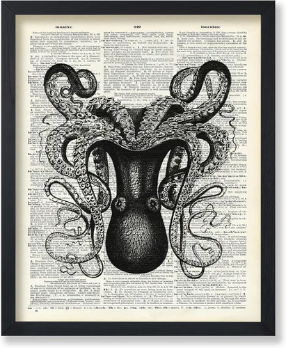 Vista 64 de Poster Master Póster de pulpo para parejas, póster de diccionario, arte Kraken, regalo romántico para él, ella, amantes, decoración náutica