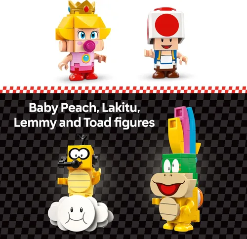 Vista 4 de LEGO Super Mario: Mario Kart Baby Peach & Grand Prix Set Home Circuit - Juego de construcción de juguetes de Nintendo para niños, niñas y niños, a