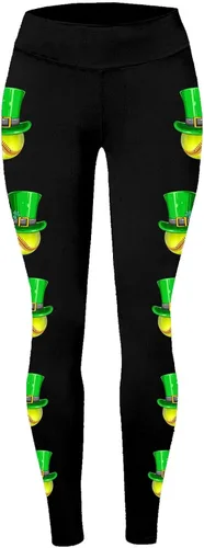 Vista 4 de Leggings para el día de San Patricio para mujer, pantalones verdes de trébol, ajustados, con control de abdomen, pantalones de yoga irlandeses