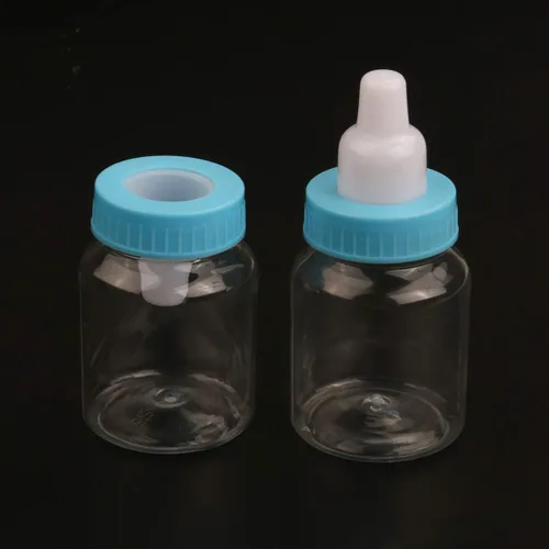 Vista 4 de 36 piezas de suministros de alimentación favores mini comedero fiestas azul bautismo Contianers forma niños para botella de leche fiesta