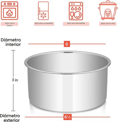 Vista 2 de E-far - Moldes redondos para tartas de 6 x 3 pulgadas, moldes para hornear tartas de acero inoxidable profundo para cumpleaños, boda, fiesta