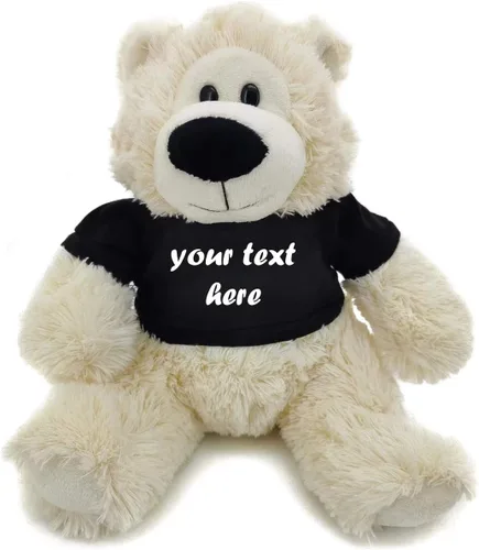 Vista 13 de Plushland Cream Sophie Bear 12.0 in, regalo personalizado para animales de peluche, texto personalizado en la camisa, gran regalo para el día