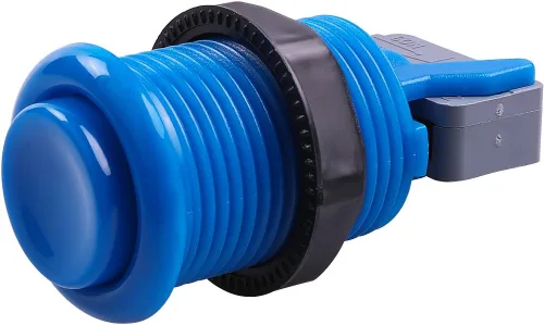 Vista 3 de Botón de 6 piezas HAPP tipo arcade estándar con microinterruptor para videojuegos Mame/Jamma/Arcade - Botones Arcade de 1.181 in (azul)