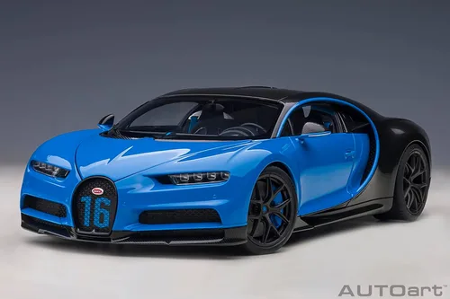 Vista 17 de Autoart 2019 Bugatti Chiron Sport French Racing Blue y Carbon 1/18 Model Car