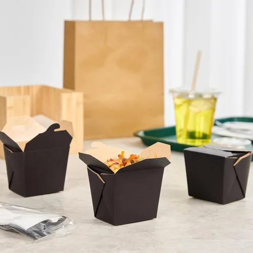 Vista 4 de Restaurantware Cajas chinas para llevar, paquete de 25 cajas de 8 onzas, resistentes a la grasa, contenedores de comida para llevar, desechables