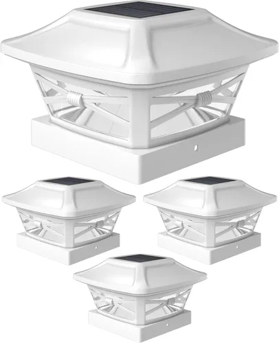 Vista 13 de Davinci Lighting Renaissance Luces Solares para Tapas de Postes Exteriores - Incluye Bases para Postes 4x4 5x5 6x6 - Luz LED Brillante - Blanco