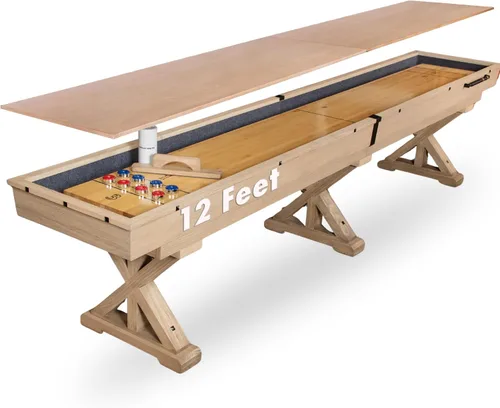 Vista 9 de 12 FT Solid Wood Shuffleboard Table, Multi Game