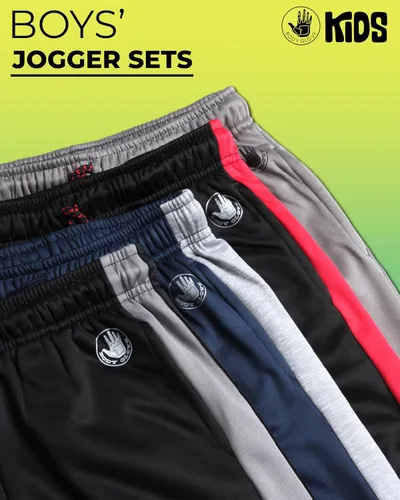 Vista 2 de Body Glove Pantalones de chándal para niños - Paquete de 4 Joggers de Tricot Performance para niños con cordón en la cintura - Pantalones deportivos