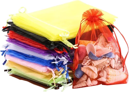Vista 15 de 100 bolsas de organza – Bolsas de joyería de 4 x 6 pulgadas con cordón, malla negra para embalaje de regalo, fiesta, boda, festivo