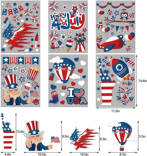 Vista 2 de CCINEE Adhesivo patriótico para ventana del 4 de julio, Día de la Independencia de Estados Unidos para decoración de vehículos del hogar del Día