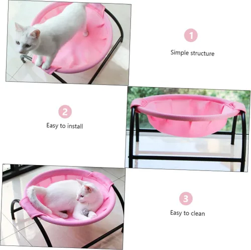 Vista 9 de UKCOCO Hamaca elevada para gatos, elegante y duradera para mascotas para uso en interiores y exteriores, marco elegante para descansar y relajarse