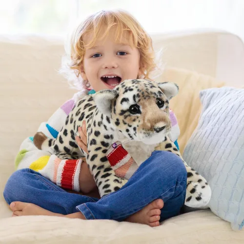 Vista 6 de RoundFunny Animal de peluche de 15 pulgadas, tigre, leopardo, león, guepardo, realista, juguetes de animales salvajes de la selva, juguetes