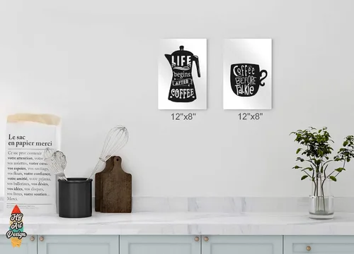 Vista 4 de HB Art Design Life Begins After Coffee and Coffee Before Talkie 2 Panel Metal Print Set Wall Art Coffee Bar Decor Coffee Signs Kitchen Wall Decor