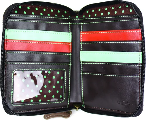 Vista 2 de CHALA Bolsos - Cartera con cremallera alrededor pulsera 8 ranuras para tarjetas de crédito monedero resistente para mujer