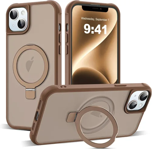 Vista 107 de SKYLMW - Funda compatible con iPhone 11 de 6.1 pulgadas, con soporte magnético invisible tipo anillo, funda translúcida de grado militar, compatible
