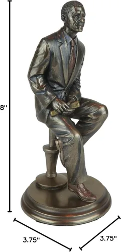 Vista 8 de Figura de 8 pulgadas sentado Presidente Barak Obama tono bronce bruñido