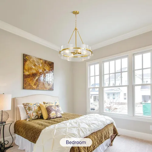 Vista 9 de Lámparas modernas del comedor del tambor del oro, 22" luces texturizadas Oro cepillado