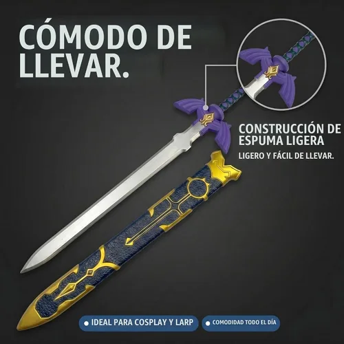 Vista 4 de otaku gear Espada de espuma Heroic Master de 37 pulgadas con funda de plástico para cosplay, LARP, disfraz de Halloween y exhibición
