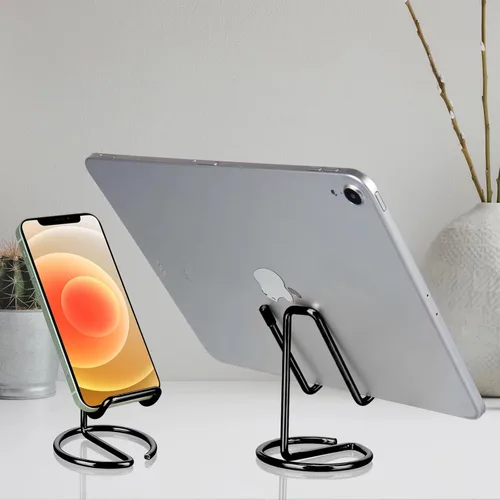 Vista 7 de ROPOSY Soporte de teléfono celular para escritorio, bonito soporte portador de metal negro para teléfono celular, accesorios de escritorio