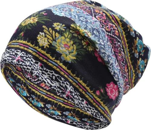 Vista 13 de ZLYC Gorro fino de verano para mujer, diseño floral, ligero, holgado Café étnico
