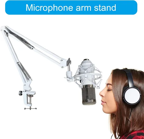 Vista 4 de NB35 Microphones Stand for Table Microphones Arm Swivels and MS089SV Microphones Shock Mount Silver for Track