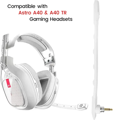 Vista 2 de Micrófono de repuesto para auriculares Astro A40 TR A40, micrófono blanco desmontable con cancelación de ruido con cubierta de espuma, funciona