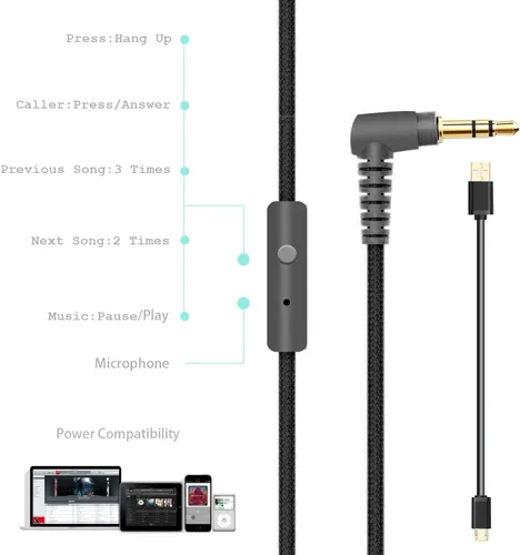 Vista 6 de Auriculares Bluetooth Riwbox, XBT-80 - Auriculares inalámbricos plegables con Bluetooth, estéreo, con micrófono y control de volumen, con cable e