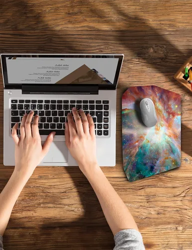 Vista 6 de SOUNDANCE Alfombrilla ergonómica para mouse con reposamuñecas de espuma viscoelástica, estrellas naranjas