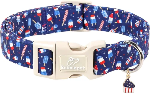 Vista 232 de Collar para perros del 4 de julio, collares patrióticos azules para cachorros y perros pequeños, ligero y ajustable 1776 collares para cachorros