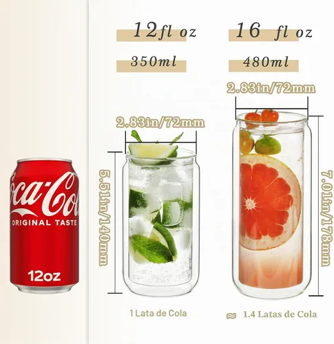 Vista 4 de LIBWYS Vaso de vidrio de doble pared de 12 onzas con tapa de bambú y pajita, juego de 1 pieza, resistente a la condensación, vaso de vidrio aislado