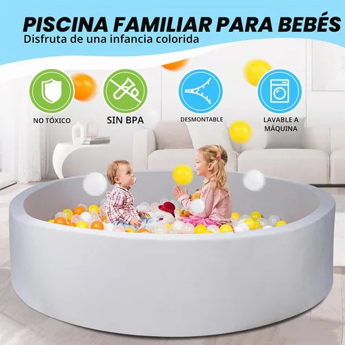 Vista 3 de Piscina de bolas de espuma para niños pequeños, niños y niñas, CALEPTONG 47.2"x 13.8" Piscinas de bolas para bebés súper grandes con esponja