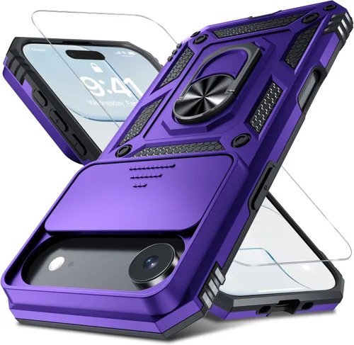 Vista 169 de Janmitta Funda para iPhone 8 Plus/7 Plus/6 Plus, Cubierta de Teléfono con Cubierta Deslizante Integrada para Lente de Cámara + Protector